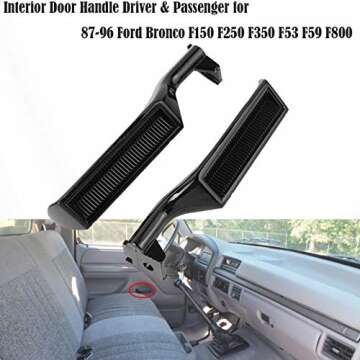 Metal Interior Inside Door Handle for Ford F150 F250 F350 Bronco F53 F59 F800 1987 1988 1989 1990 1991 1992 1993 1994 1995 1996 Front Rear Left Driver & Right Passenger Door Handles OE # 77177 77178