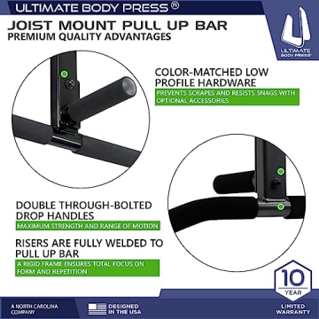 Ultimate Body Press Joist Mount Pull Up Bar for Home