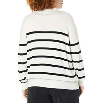 The Drop Women's Meena Loose-Fit Open Sweater in Ivory/Black