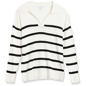 The Drop Women's Meena Loose-Fit Open Sweater in Ivory/Black