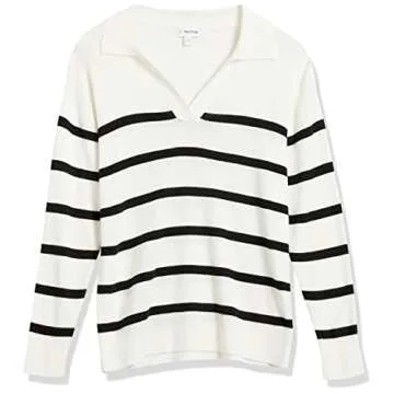 The Drop Women's Meena Loose-Fit Open Sweater in Ivory/Black