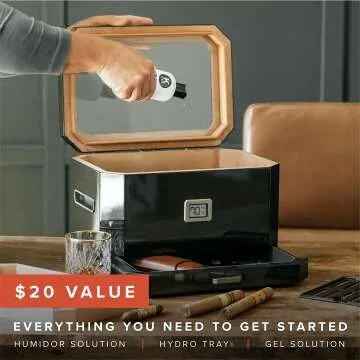 Octodor Large Black Cedar Humidor with Digital Hygrometer