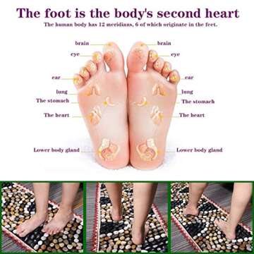 Caudeer Natural Stone Foot Massager Mat for Relaxation and Reflexology