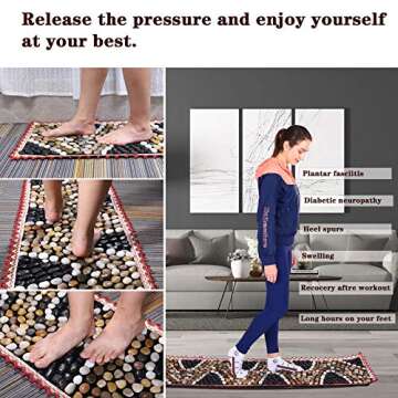 Caudeer Natural Stone Foot Massager Mat for Relaxation and Reflexology