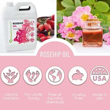 Rosehip Oil for Skin Face Body Hair Nails 16oz Cold Pressed Unrefined Rose Hip Seed Oil Moisturizing...