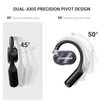 OpenRock X Open-Ear Headphones, Upgraded Silicone Earhooks, 48Hrs Playtime, Comfort and Fit, IPX5 Waterproof, ENC Microphone, Smart App, Bluetooth 5.3, Wireless Over-Ear Earbuds for Sports, Office