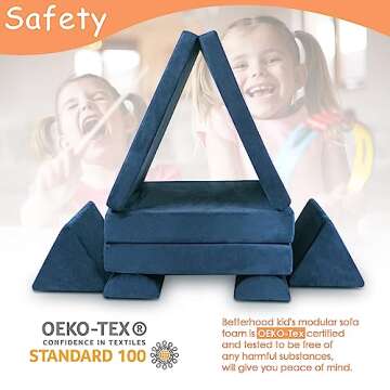 Betterhood Play Couch Sofa for Kids Large Size, Modular Kids Play Couch, Kids Couch Building Fort for Playroom Bedroom, Children Convertible Foam Cushion Couch for Boys and Girls, Navy Blue