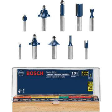 BOSCH RBS010 10-Piece Carbide Router Bit Set