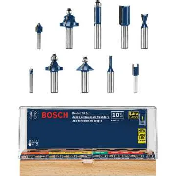 BOSCH RBS010 10-Piece Carbide Router Bit Set