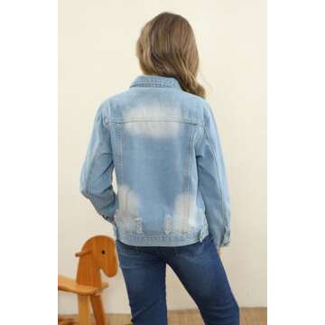 Cromoncent Boys Girls Child Denim Jacket Kids Toddler Button Down Coat,Light Blue 7-8Y