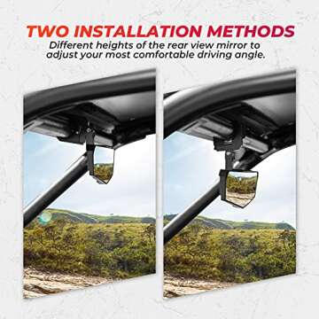 KEMIMOTO UTV Side Mirrors & Rear View Mirror for Enhanced Visibility