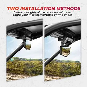 KEMIMOTO UTV Side Mirrors & Rear View Mirror for Enhanced Visibility