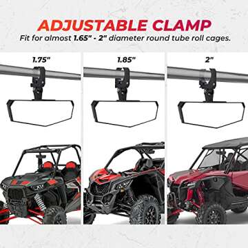 KEMIMOTO Adjustable UTV Side Mirrors for Safe Trails