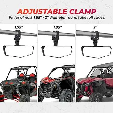 KEMIMOTO Adjustable UTV Side Mirrors for Safe Trails