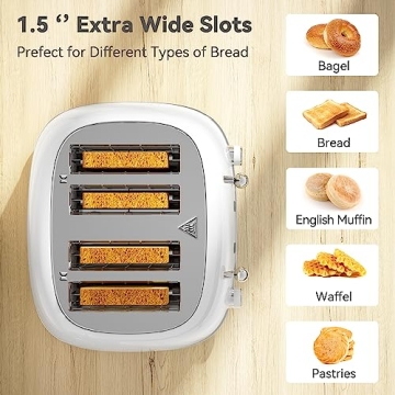 Retro 4 Slice Toaster with 6 Browning Levels and Wide Slots