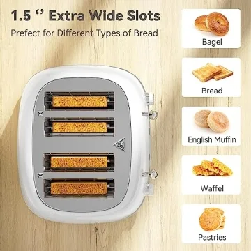 Retro 4 Slice Toaster with 6 Browning Levels and Wide Slots