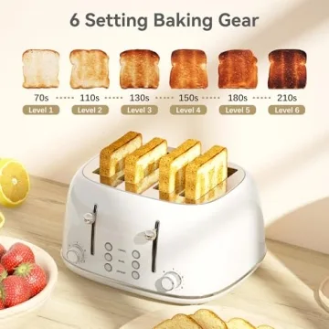 Retro 4 Slice Toaster with 6 Browning Levels and Wide Slots