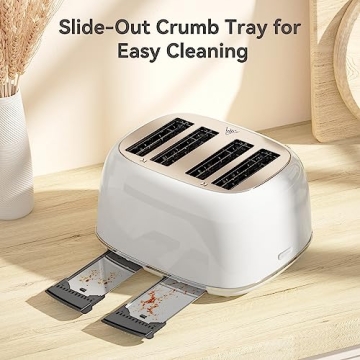 Retro 4 Slice Toaster with 6 Browning Levels and Wide Slots