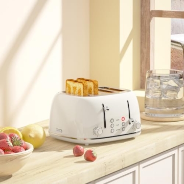 Retro 4 Slice Toaster with 6 Browning Levels and Wide Slots