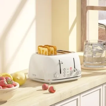 Retro 4 Slice Toaster with 6 Browning Levels and Wide Slots