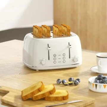 Retro 4 Slice Toaster with 6 Browning Levels and Wide Slots