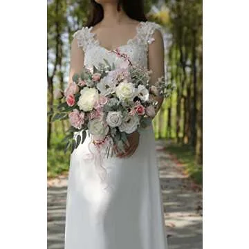 rongflower Artificial Flowers Combo Silk Mix Fake Flowers Leaf for DIY Wedding Bouquets Floral Cente...