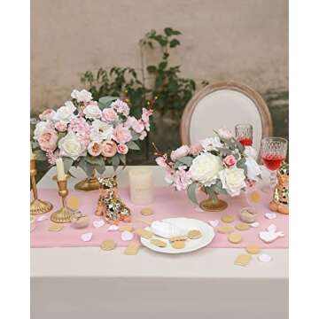 rongflower Artificial Flowers Combo Silk Mix Fake Flowers Leaf for DIY Wedding Bouquets Floral Centerpieces for Tables Party Baby Shower Home Decorations(Pink White)