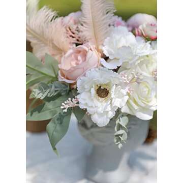 rongflower Artificial Flowers Combo Silk Mix Fake Flowers Leaf for DIY Wedding Bouquets Floral Centerpieces for Tables Party Baby Shower Home Decorations(Pink White)