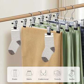 HWAJAN 50 Pack Non-Slip Pants Hangers with Clips