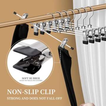 HWAJAN 50 Pack Non-Slip Pants Hangers with Clips