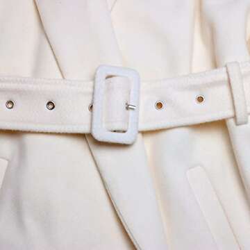 SAUKOLE Women's Winter Wool Trench Coat Wrap Large Collar High Low Jacket Outwear with Belt