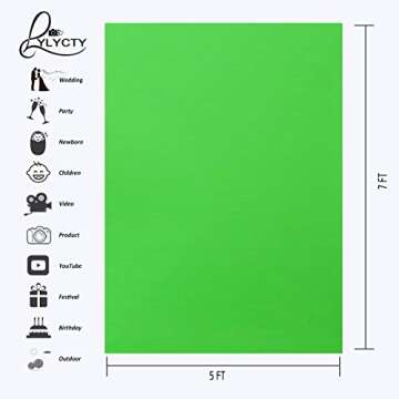 LYLYCTY Background 5x7ft Non-Woven Fabric Solid Color Green Screen Photo Backdrop Studio Photography...