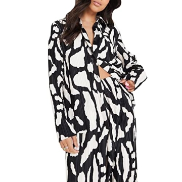 Stylish NUFIWI Women's Pleated 2 Piece Pants Outfit