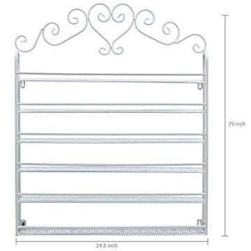 MyGift Professional White Metal Nail Polish Mountable 6 Tier Organizer Display Rack
