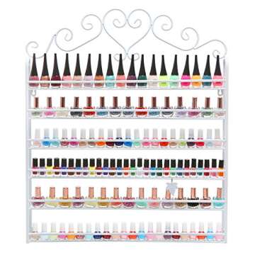 MyGift Professional White Metal Nail Polish Mountable 6 Tier Organizer Display Rack
