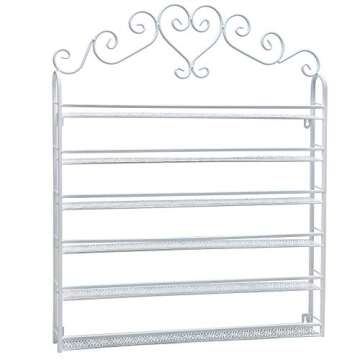 MyGift Professional White Metal Nail Polish Mountable 6 Tier Organizer Display Rack