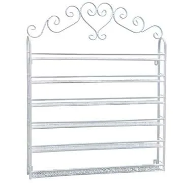 MyGift Professional White Metal Nail Polish Mountable 6 Tier Organizer Display Rack