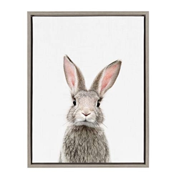 Kate and Laurel Sylvie Female Baby Bunny Rabbit Animal Print Portrait Framed Canvas Wall Art by Amy ...