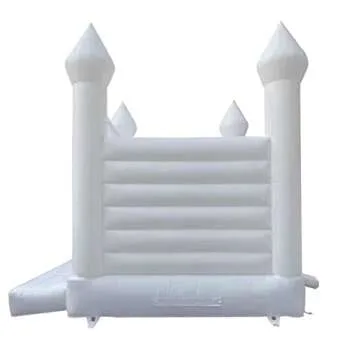 Inflatable White Bounce House Wedding Bouncy Castle Jumper with Air Blower (White, 2.5 * 2.5 * 2.5m/8 * 8 * 8ft)
