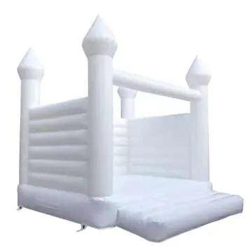 Inflatable White Bounce House Wedding Bouncy Castle Jumper with Air Blower (White, 2.5 * 2.5 * 2.5m/8 * 8 * 8ft)
