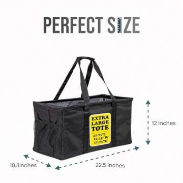 Lucazzi Extra Large Utility Tote Bag - Oversized Collapsible Large Beach Bag, Great for Pool with Sturdy Frame, Extra Side Pockets and Tons of Storage