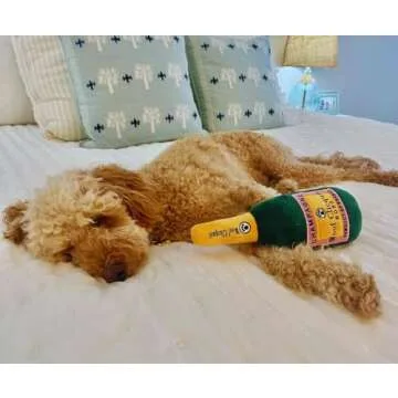 GoodBoy Dog Supply - Woof Clicquot Rosé Champagne Dog Toy for All Breed Sizes - Alcohol Dog Toys - Designer Dog Toy - Rose Wine Bottle Dog Toy - Funny & Cute Dog Toy with Squeaker