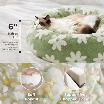 Lesure Donut Small Dog Bed with Waterproof Puppy Blanket - Round Cat Beds for Indoor Cats Calming Pet Beds 20 inch with Washable Double Sided Dog Blankets 25x35 inch