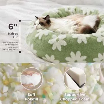 Lesure Donut Small Dog Bed with Waterproof Puppy Blanket - Round Cat Beds for Indoor Cats Calming Pet Beds 20 inch with Washable Double Sided Dog Blankets 25x35 inch