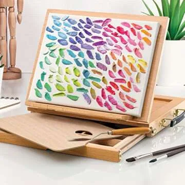 artPOP! Sketchbox Easel, Adjustable, Polished Beechwood with Storage Drawer for Art Oil, Acrylic, or Watercolor Paint, Markers, Drawing and Sketching Supplies