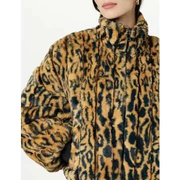 The Drop Women's Marcia Faux Fur Bomber Cheetah, XS