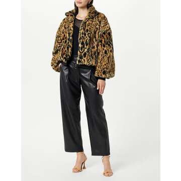The Drop Women's Marcia Faux Fur Bomber Cheetah, XS