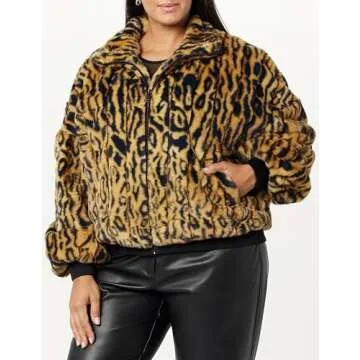 The Drop Women's Marcia Faux Fur Bomber Cheetah, XS