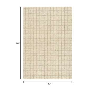 Durable Dash & Albert Wool Rug - 5x8 Feet Natural Plaid
