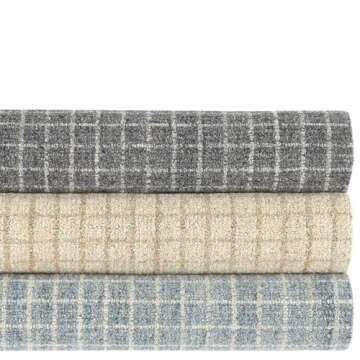 Durable Dash & Albert Wool Rug - 5x8 Feet Natural Plaid